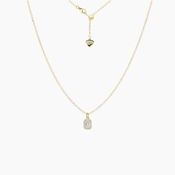Emerald Cut Crystal Adjustable Necklace (Gold)
