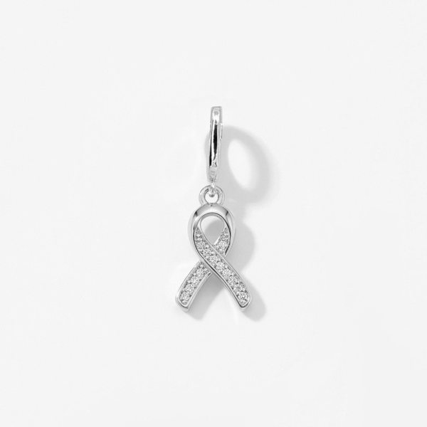 CZ Cancer Ribbon Charm (Silver)