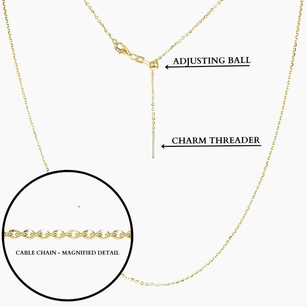 23"Tessa Adjustable Length Charm Threader — Cable Chain (Gold)