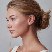 Blush Halo Moissanite Stud Earrings