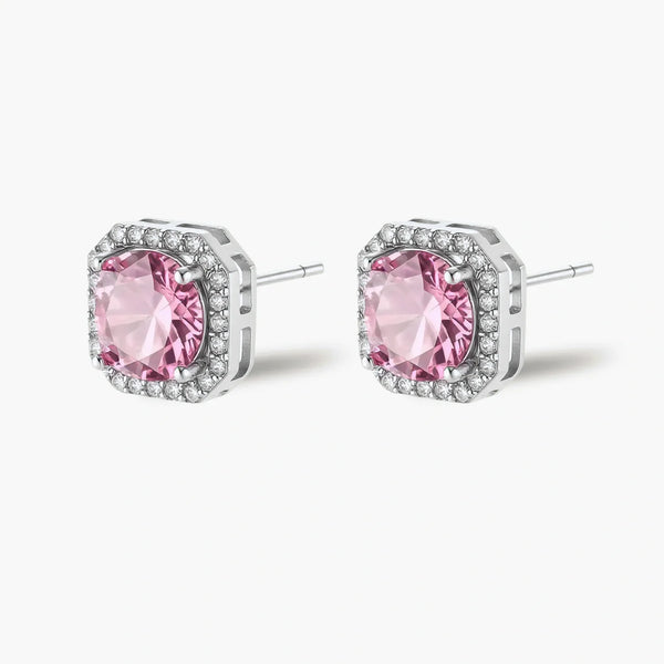Blush Halo Moissanite Stud Earrings