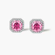 Blush Halo Moissanite Stud Earrings