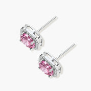 Blush Halo Moissanite Stud Earrings
