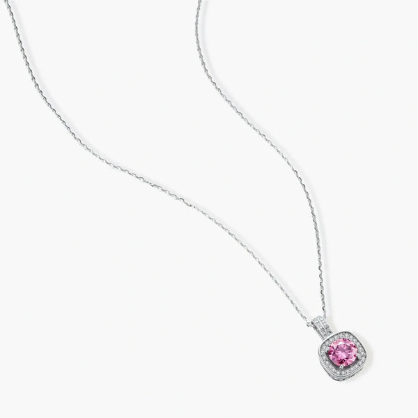 Pink Fire Moissanite Pendant Necklace