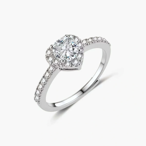 Heart Halo Moissanite Ring