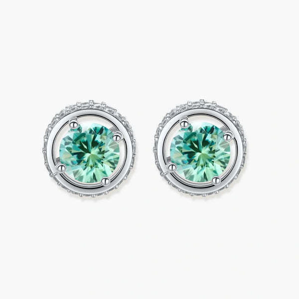 Emerald Spark Halo Studs