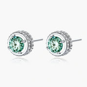 Emerald Spark Halo Studs