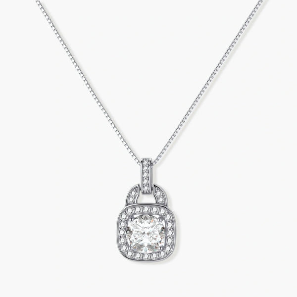 Cushion Halo Moissanite Necklace