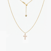 CZ Cross Adjustable Necklace (Gold)