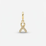 CZ Cancer Ribbon Charm (Gold)