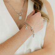 CZ Cancer Ribbon Charm (Silver)