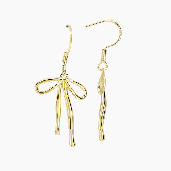 Bow Dangle Earrings (Gold)