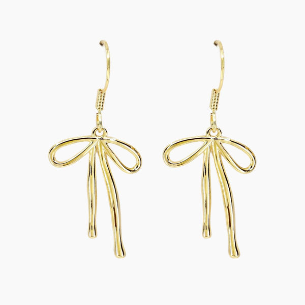 Bow Dangle Earrings (Gold)
