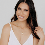 Pear-Cut CZ Cross Pendant (Gold)