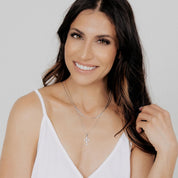 Pear-Cut CZ Cross Pendant (Silver)