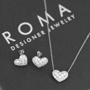 Crystal Collection Earrings Valentina Pave Heart Earrings (Silver)