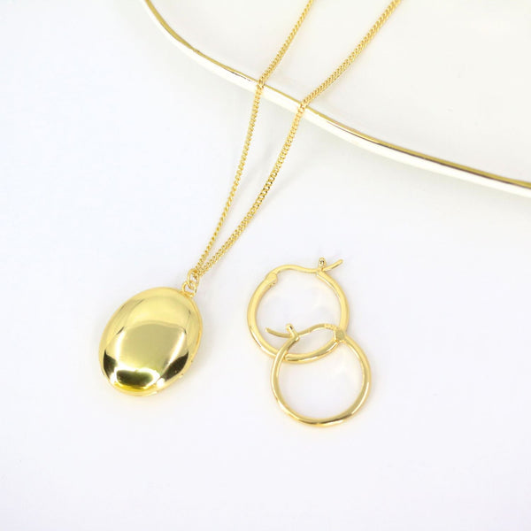 Crystal Collection Necklaces Roma Oval Locket Necklace (Gold)