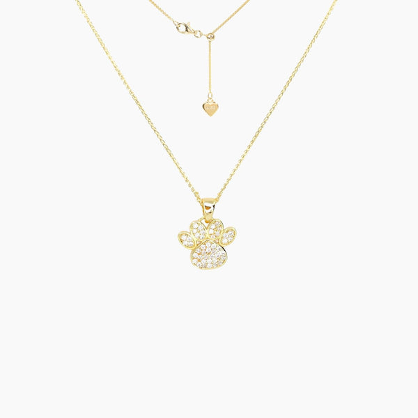 Crystal Collection Pendants CZ Small Dog Paw Pendant - Gold