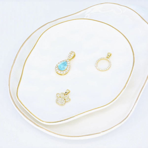 Crystal Collection Pendants CZ Small Dog Paw Pendant - Gold