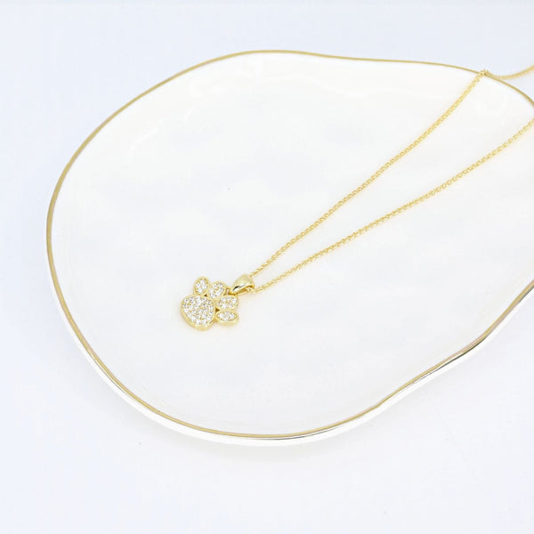 Crystal Collection Pendants CZ Small Dog Paw Pendant - Gold