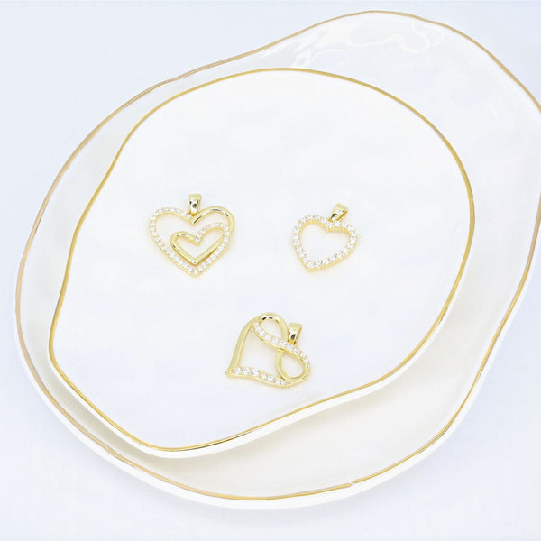 Crystal Collection Pendants CZ Small Open Heart Pendant (Gold)