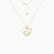 Crystal Collection Pendants Double Open Heart CZ Pendant (Gold)
