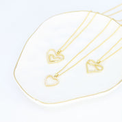 Crystal Collection Pendants Double Open Heart CZ Pendant (Gold)
