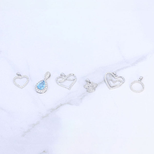 Crystal Collection Pendants Forever Love CZ Heart and Infinity Pendant (Silver)