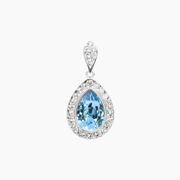 Crystal Collection Pendants Pendant Blue Teardrop Swarovski Crystal Pendant with Pave Crystal Detail