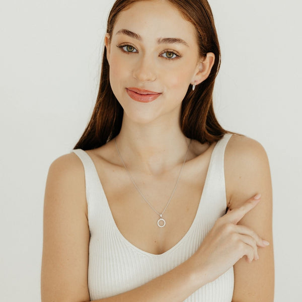 Crystal Collection Pendants Sterling Silver CZ Small Circle Pendant