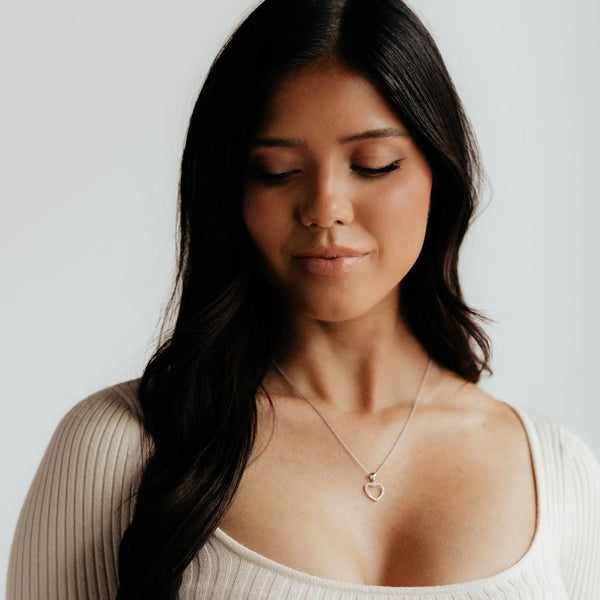 Crystal Collection Pendants Sterling Silver CZ Small Open Heart Pendant