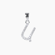 Crystal Collection Pendants U Sterling Silver CZ Small Initial Pendant