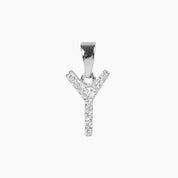 Crystal Collection Pendants Y Sterling Silver CZ Small Initial Pendant