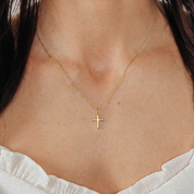 Dainty Cross Adjustable Necklace (Gold)