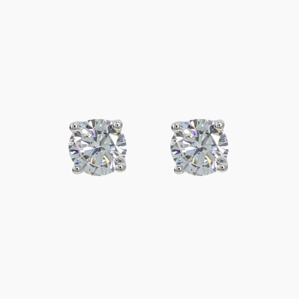 Brilliant CZ Round Stud Earrings (Silver)