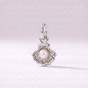 Tiny Seashell Pearl Charm (Silver)