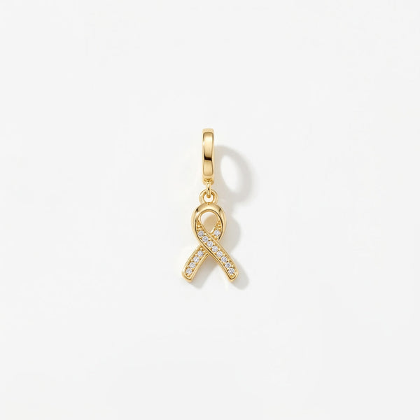 CZ Cancer Ribbon Charm (Gold)