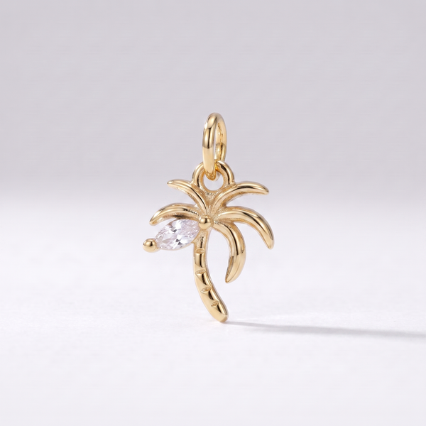 Dainty Palm Tree Charm (Gold)