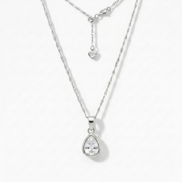 Teardrop CZ Pendant (Silver)