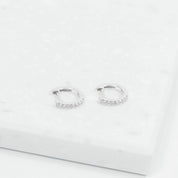 Brilliant CZ Huggie Hoop Earrings (Silver)