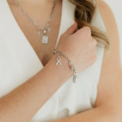 CZ Cancer Ribbon Charm (Silver)