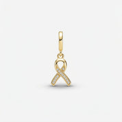 CZ Cancer Ribbon Charm (Gold)