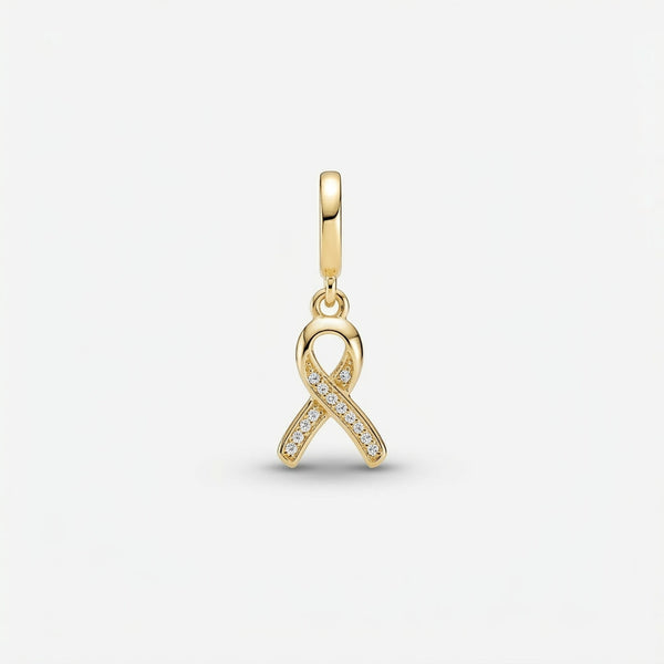 CZ Cancer Ribbon Charm (Gold)