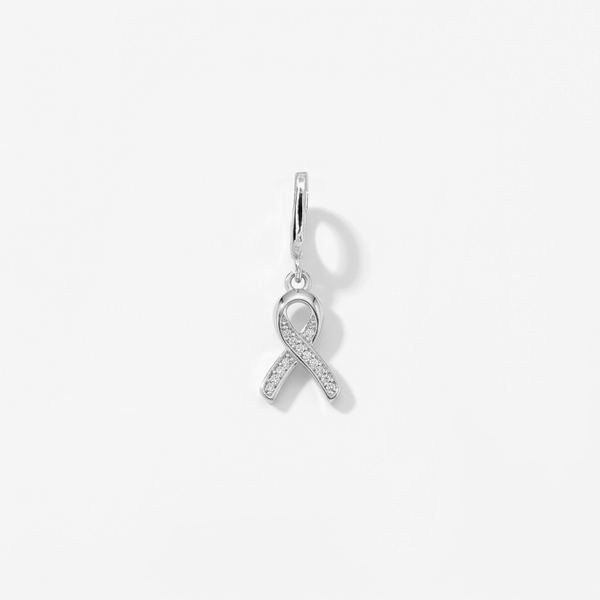 CZ Cancer Ribbon Charm (Silver)