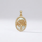 Mother of Pearl Tree of Life Pendant (Gold)