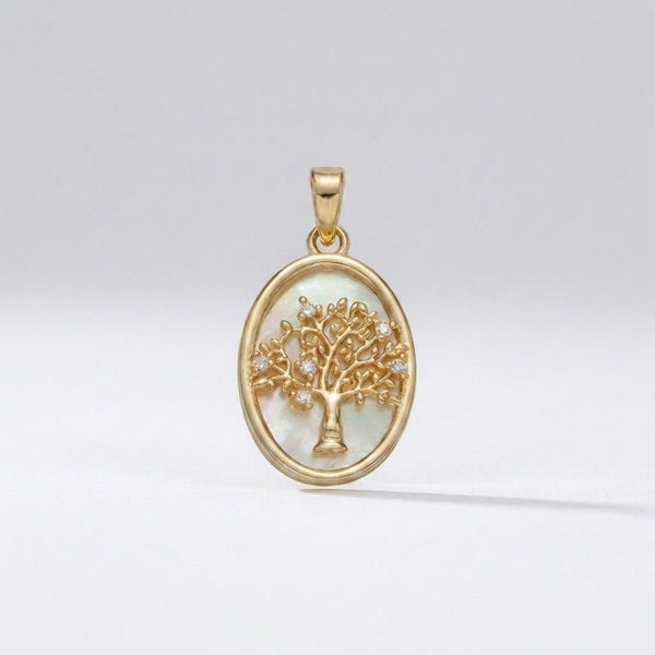 Mother of Pearl Tree of Life Pendant (Gold)