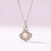 Tiny Seashell Pearl Charm (Silver)