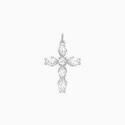 Pear-Cut CZ Cross Pendant (Silver)