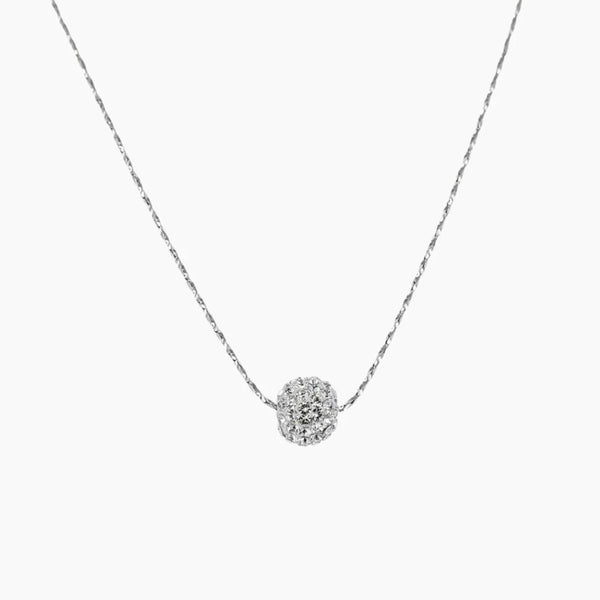 Small Swarovski Crystal Single Ball Necklace (Silver)