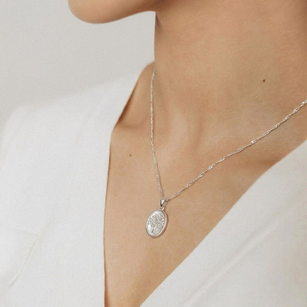 Mother of Pearl Tree of Life Pendant (Silver)